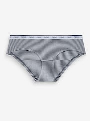 Pink/Blue Stripe Short Cotton Rich Logo Knickers 4 Pack - Image 8 of 10