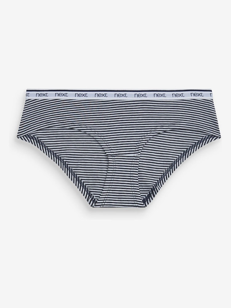 Pink/Blue Stripe Short Logo Knickers 4 Pack - Image 8 of 10