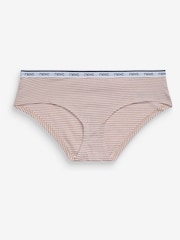 Pink/Blue Stripe Short Cotton Rich Logo Knickers 4 Pack - Image 9 of 10