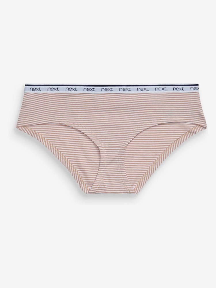 Pink/Blue Stripe Short Logo Knickers 4 Pack - Image 9 of 10