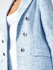 Roman Blue Textured Check Boucle Blazer Jacket - Image 5 of 5