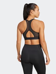 adidas Black Powerreact Big Logo Low Impact Bra - Image 2 of 9