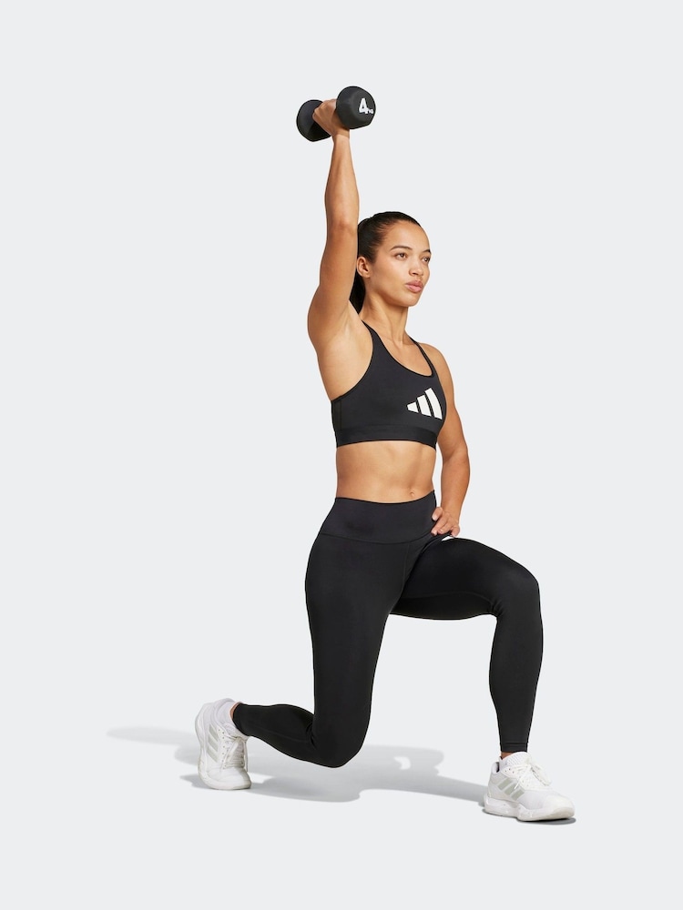 adidas Black Powerreact Big Logo Low Impact Bra - Image 3 of 9