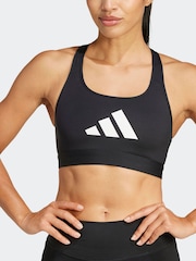 adidas Black Powerreact Big Logo Low Impact Bra - Image 5 of 9