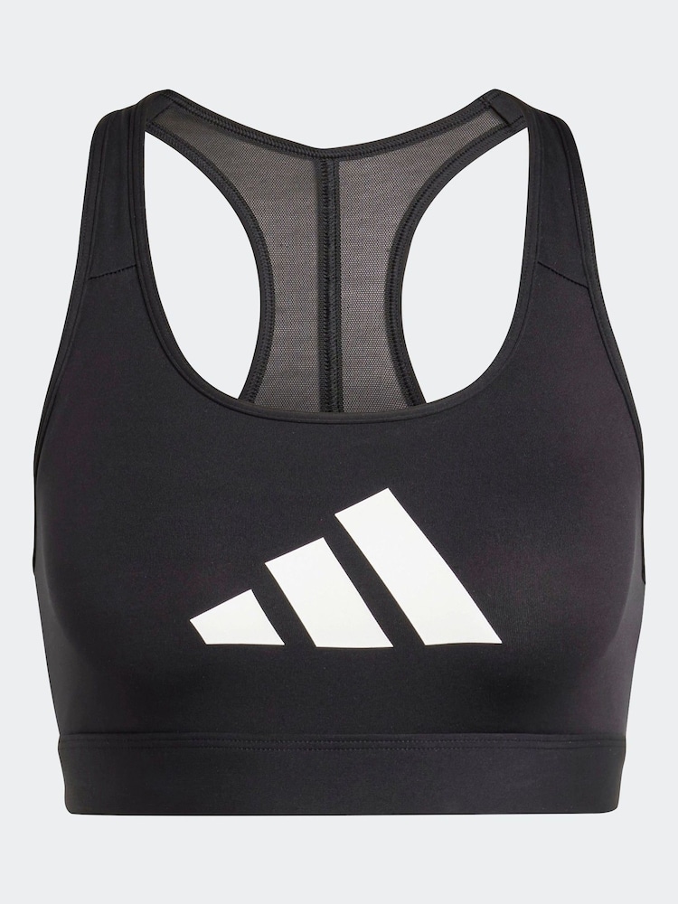 adidas Black Powerreact Big Logo Low Impact Bra - Image 8 of 9