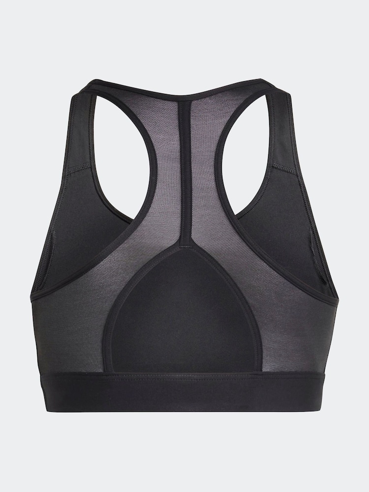 adidas Black Powerreact Big Logo Low Impact Bra - Image 9 of 9