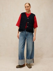 White Stuff Blue Emery Reversible Gilet - Image 1 of 7