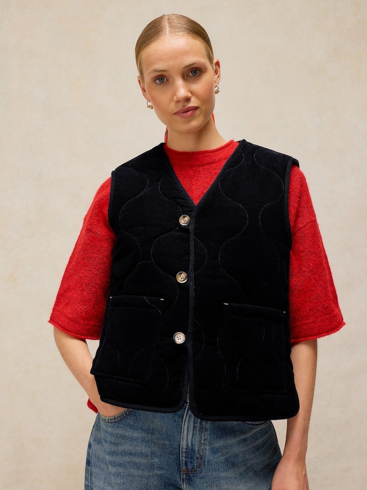 White Stuff Blue Emery Reversible Gilet - Image 2 of 7 White Stuff Blue Emery Reversible Gilet - Image 2 of 7