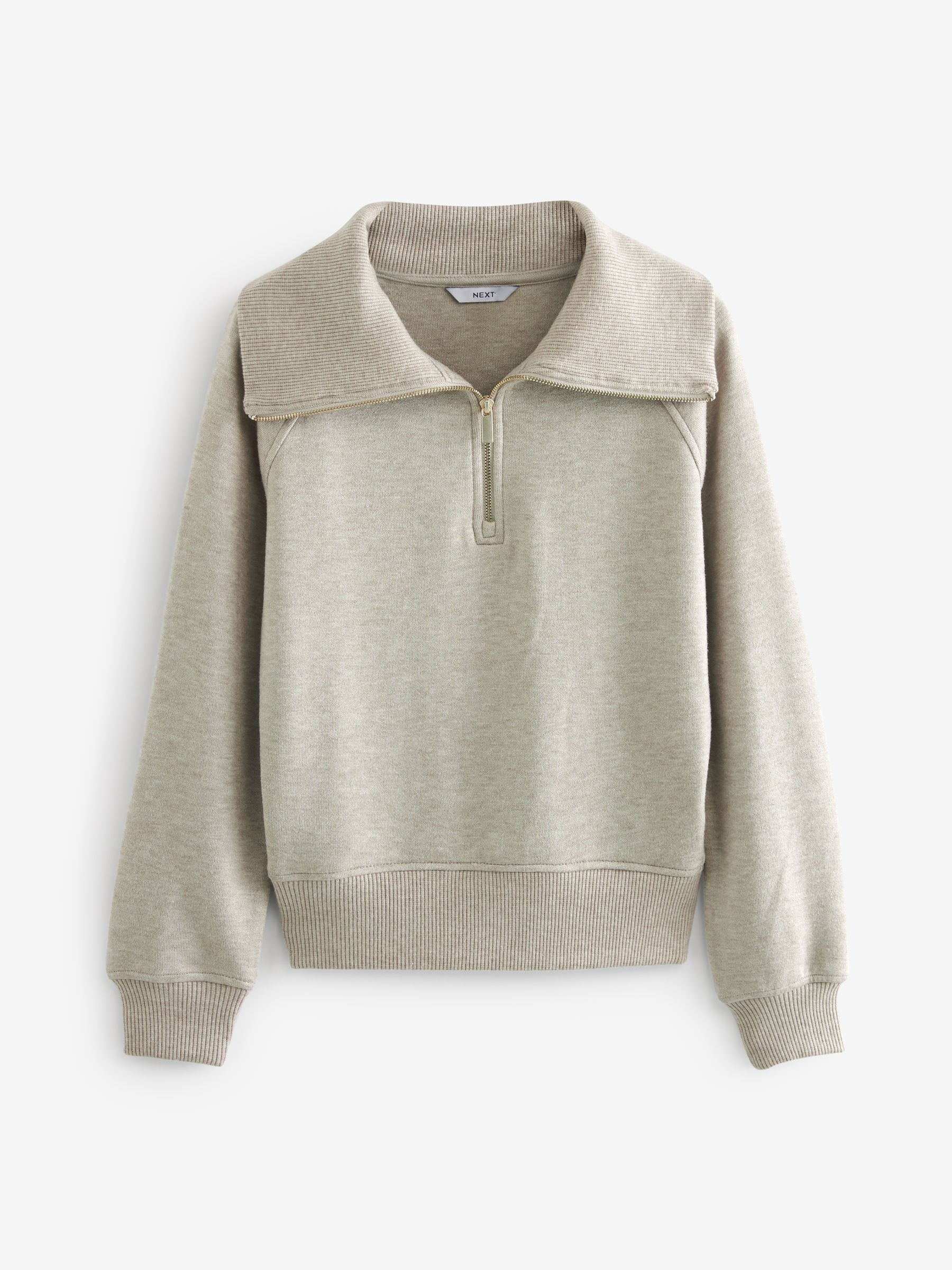 Buy Natural Cosy Zip Funnel Neck Long Sleeve Jumper from Next Luxembourg