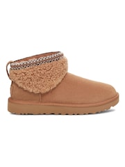 UGG Brown Classic Ultra Mini Maxi Curly Boots - Image 1 of 6
