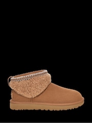 UGG Brown Classic Ultra Mini Maxi Curly Boots - Image 3 of 6
