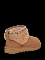 UGG Brown Classic Ultra Mini Maxi Curly Boots - Image 4 of 6