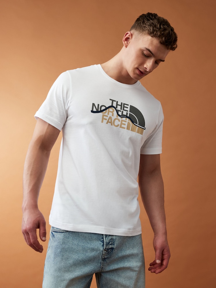 The North Face White Mens Mountain Line Short Sleeve 100% Cotton T-Shirt - Image 1 of 5