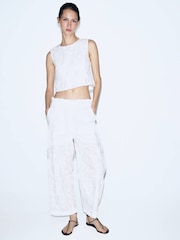 Mango White Floral Broderie Top - Image 1 of 7