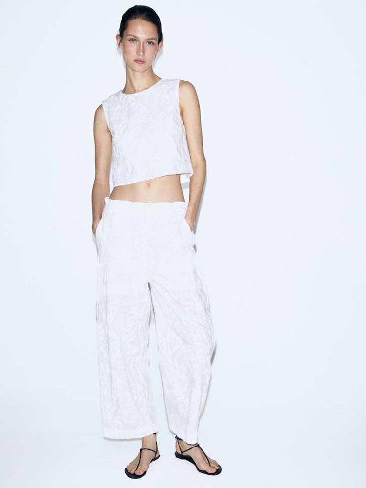 Mango White Floral Broderie Top - Image 1 of 7