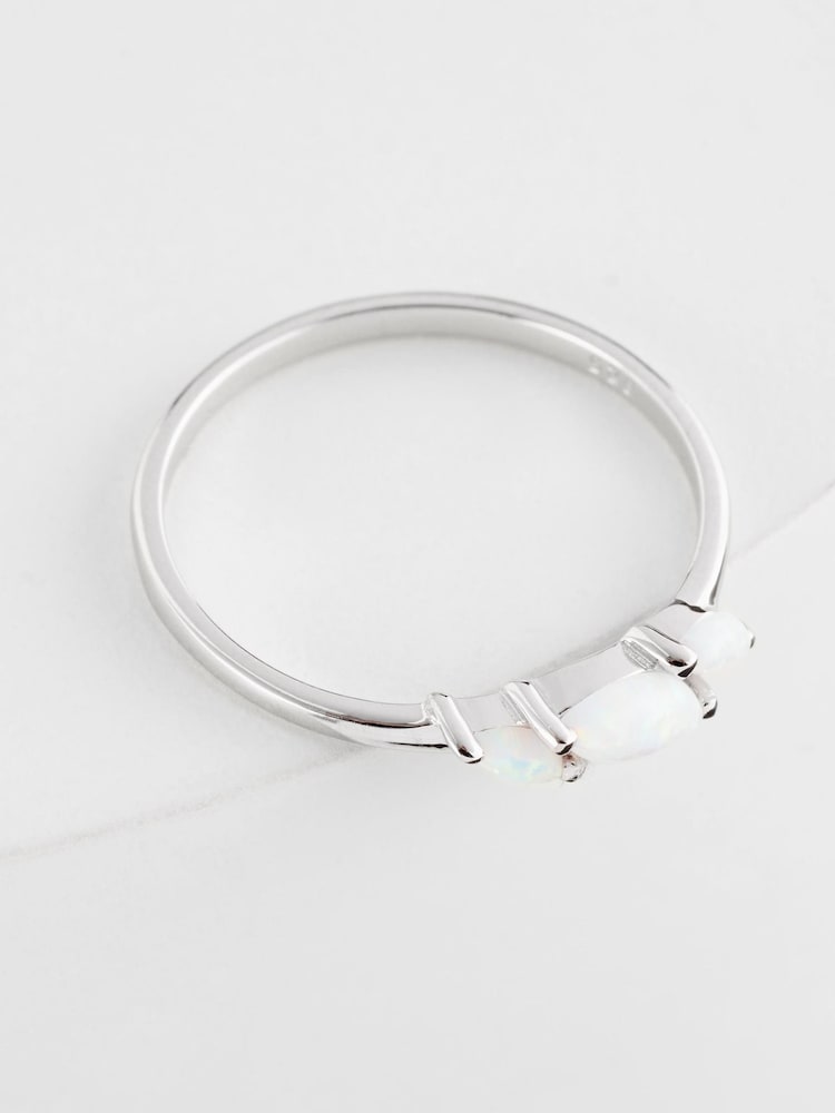 Sterling Silver Opal Stone Ring - Image 3 of 3