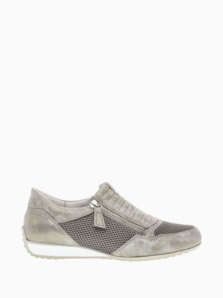 Gabor Wide Fit Brunello Grey Metallic Mesh Trainers - Image 1 of 5 Gabor Wide Fit Brunello Grey Metallic Mesh Trainers - Image 1 of 5