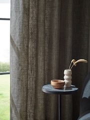 Black/White Monochrome Woven Geometric Eyelet Lined Curtains - Image 4 of 6
