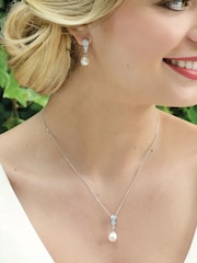 Ivory & Co Rhodium Serrano And Pearl Classic Drop Earrings - Image 3 of 4
