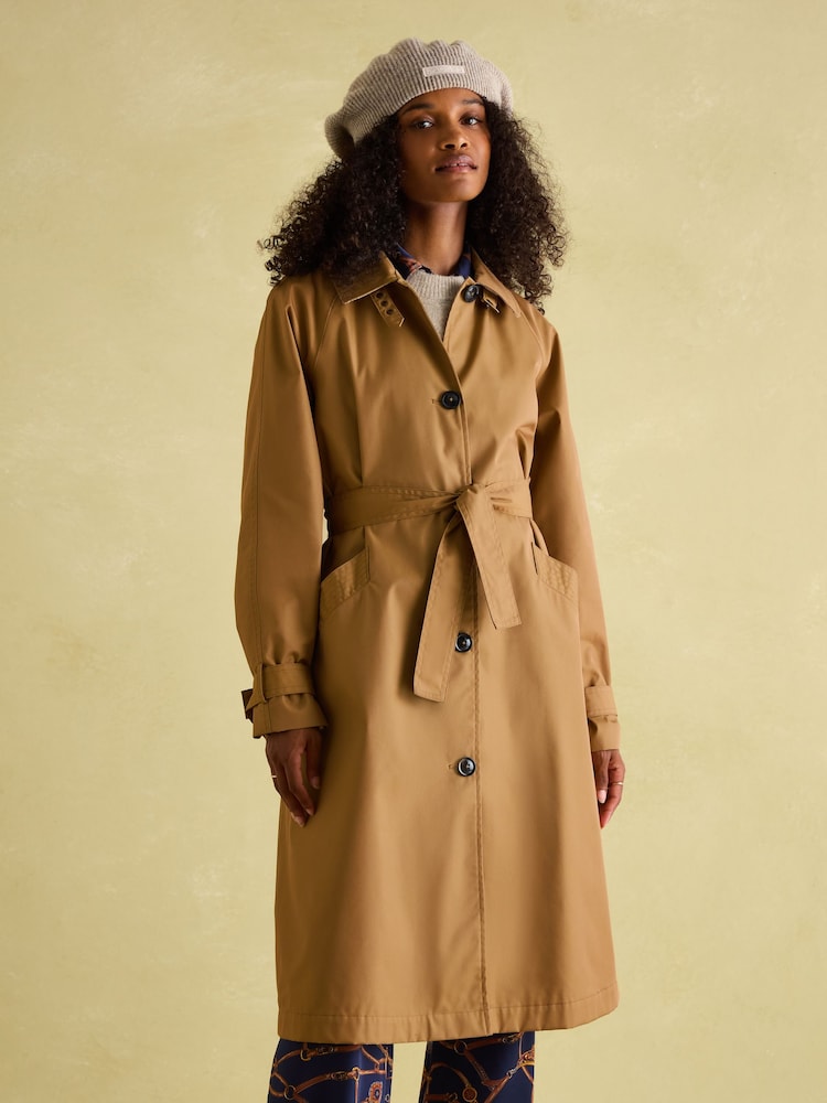 Joules Epwell Brown Waterproof Belted Trench Coat - Image 1 of 10