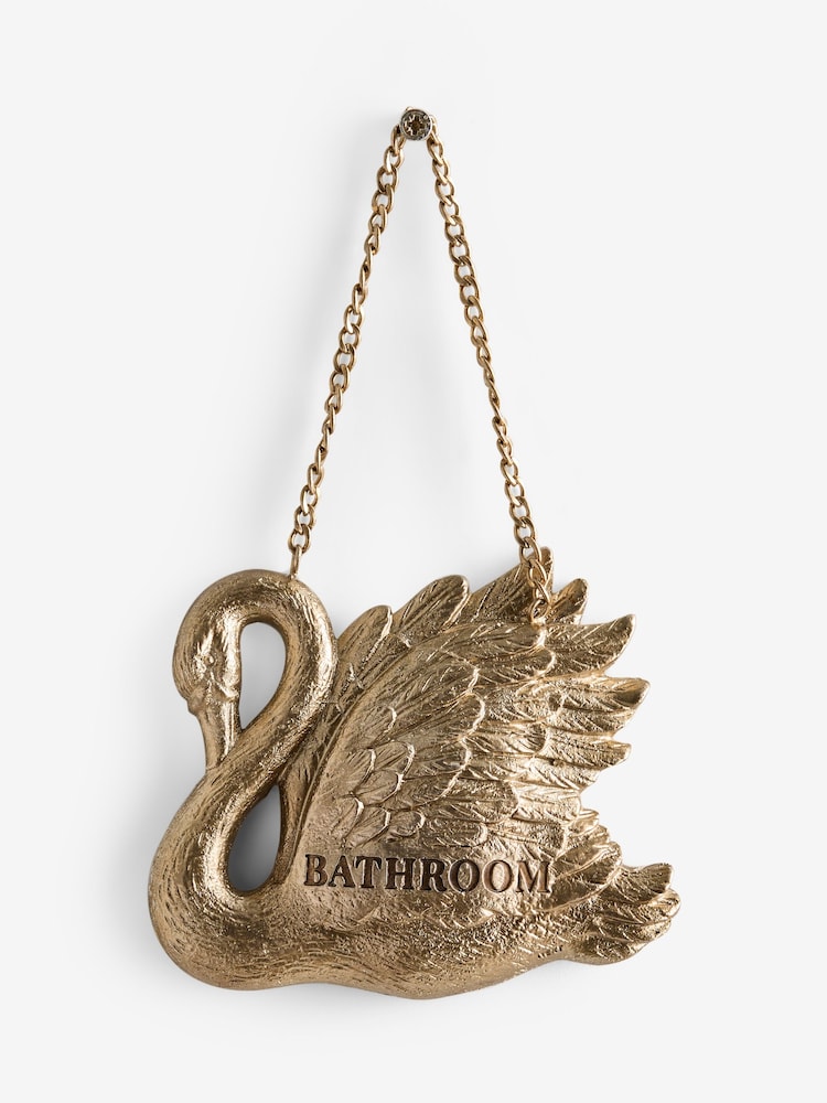 Gold Swan Bathroom Sign Ornament - Image 4 of 4 Gold Swan Bathroom Sign Ornament - Image 4 of 4
