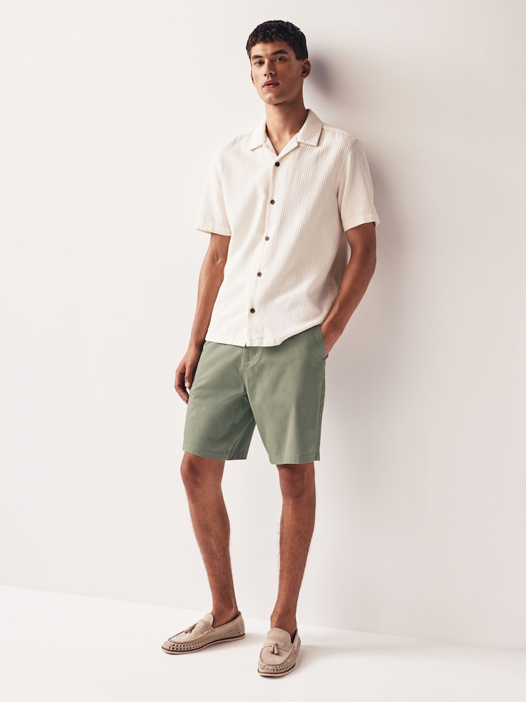 Sage Green Straight Fit Stretch Chinos Shorts - Image 2 of 9