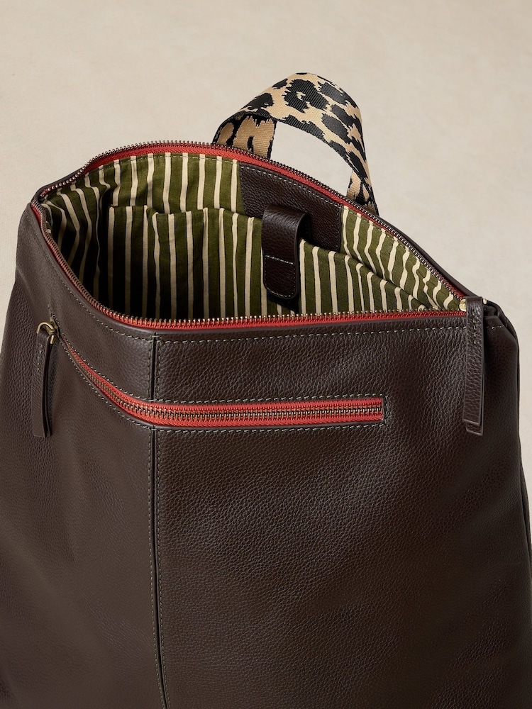 White Stuff Brown Meadow  Leather Backpack - Image 4 of 4