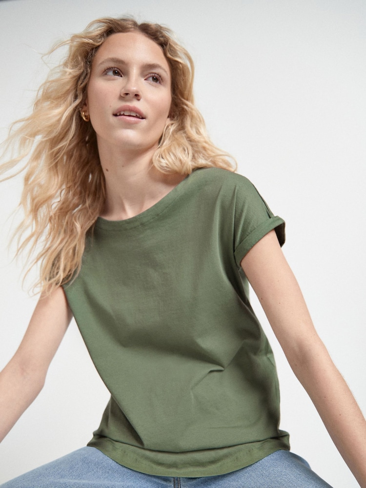 Grey/White/Black/Navy Blue/Khaki Green Cap Sleeve T-Shirts 5 Pack - Image 2 of 14
