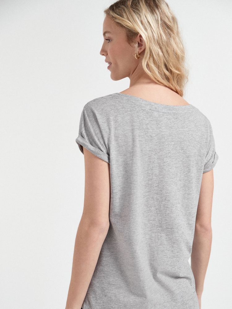 Grey/White/Black/Navy Blue/Khaki Green Cap Sleeve T-Shirts 5 Pack - Image 5 of 14