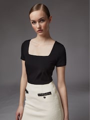 LK Bennett Black Viscose Tasha T-Shirt - Image 3 of 4