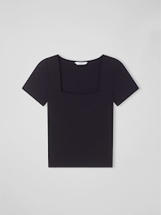 LK Bennett Black Viscose Tasha T-Shirt - Image 4 of 4