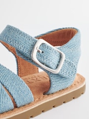 Blue Standard Fit (F) Leather Woven Ankle Strap Sandals - Image 7 of 7