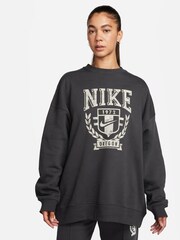 Nike Black Oversized Varsity Crew Sweatshirt - Image 1 of 4