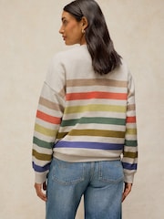 White Stuff Natural Cleo Longline Stripe Sweat Top - Image 2 of 6