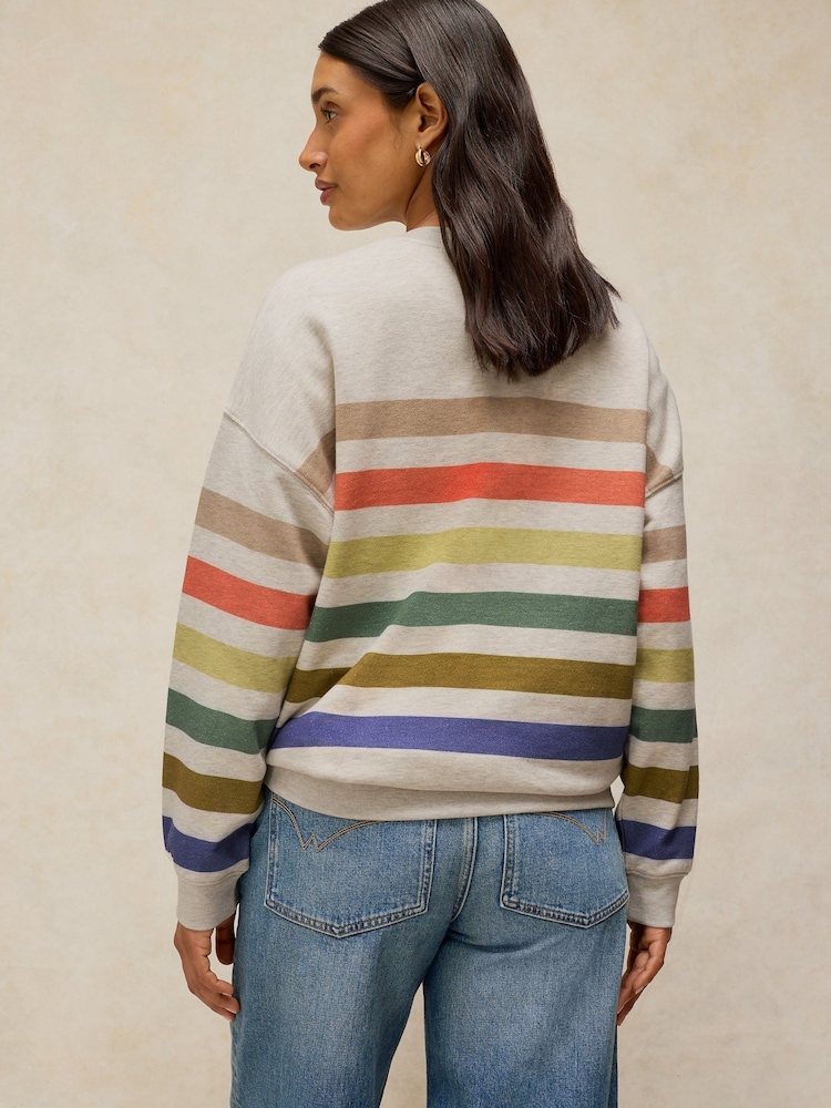 White Stuff Natural Cleo Longline Stripe Sweat Top - Image 2 of 6 White Stuff Natural Cleo Longline Stripe Sweat Top - Image 2 of 6