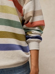 White Stuff Natural Cleo Longline Stripe Sweat Top - Image 3 of 6