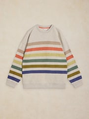 White Stuff Natural Cleo Longline Stripe Sweat Top - Image 5 of 6