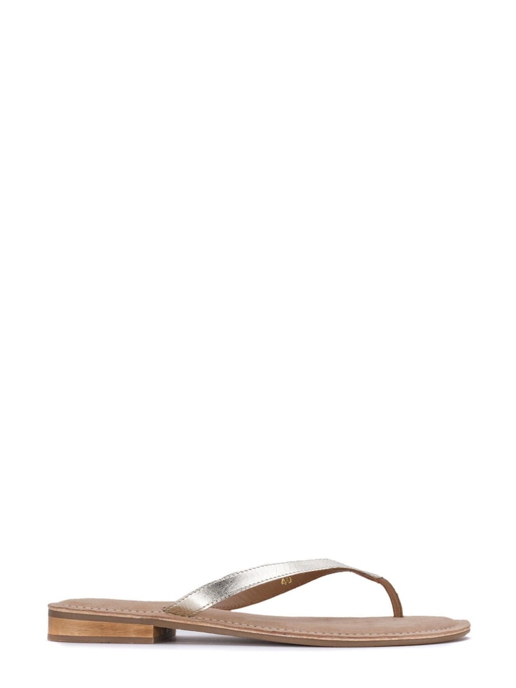 Mint Velvet Gold Ellen Flip Flops - Image 1 of 3 Mint Velvet Gold Ellen Flip Flops - Image 1 of 3