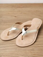 Mint Velvet Gold Ellen Flip Flops - Image 3 of 3