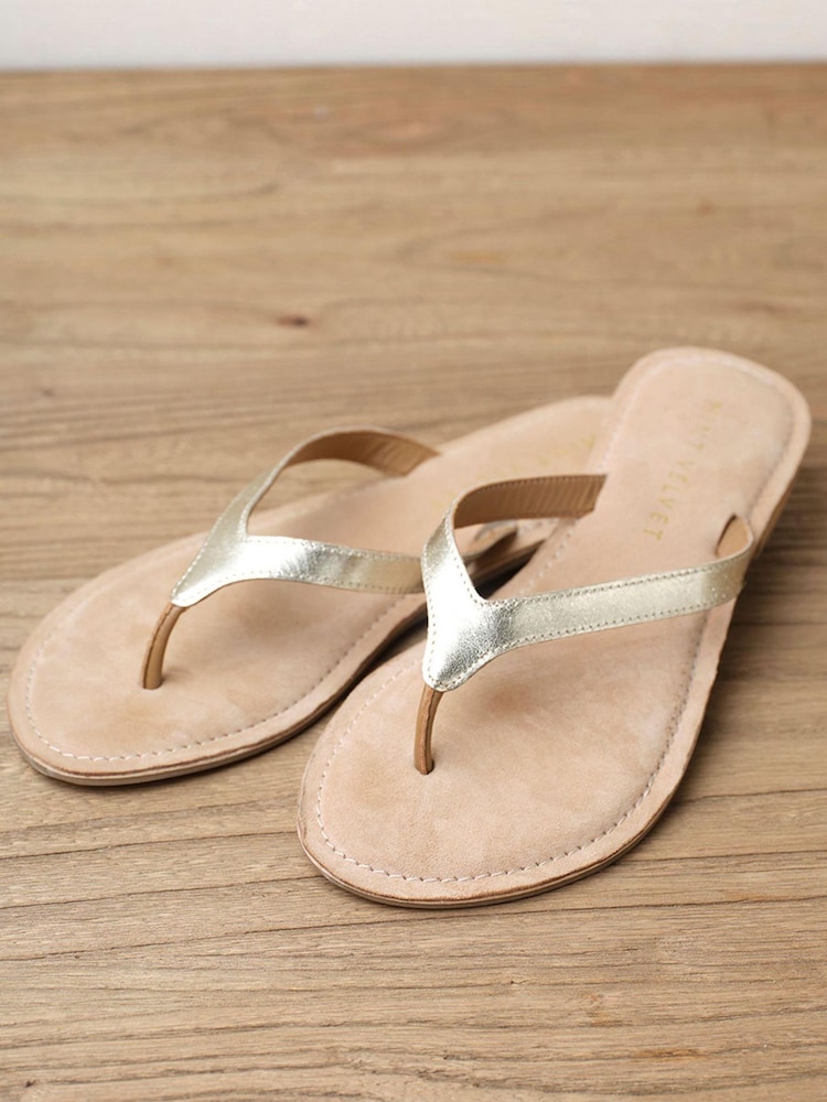 Mint Velvet Gold Ellen Flip Flops - Image 3 of 3 Mint Velvet Gold Ellen Flip Flops - Image 3 of 3