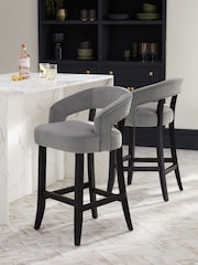 Soft Velvet Mid Grey Remi Bar Stool - Image 1 of 9