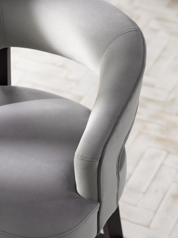 Soft Velvet Mid Grey Remi Bar Stool - Image 2 of 9
