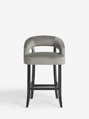 Soft Velvet Mid Grey Remi Bar Stool - Image 3 of 9