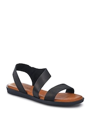 Pavers Black Elasticated Leather Sandals - Image 2 of 5