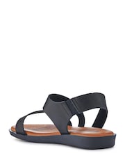 Pavers Black Elasticated Leather Sandals - Image 3 of 5