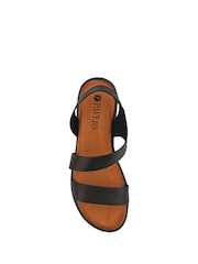 Pavers Black Elasticated Leather Sandals - Image 4 of 5