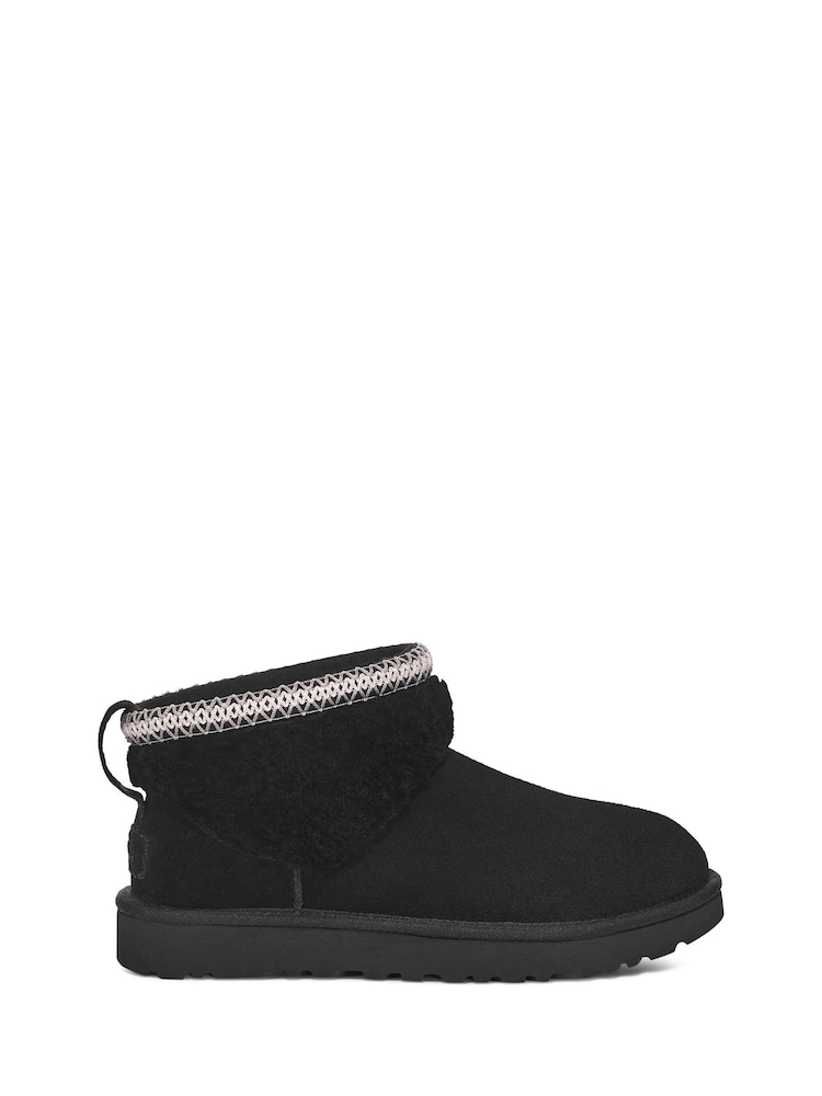 UGG Black Classic Ultra Mini Maxi Curly Boots - Image 1 of 6