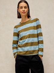 White Stuff Blue Clara Stripe Long Sleves T-Shirt - Image 1 of 6