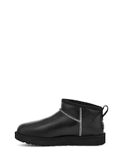 UGG Black Classic Ultra Mini Leather Boots - Image 2 of 6