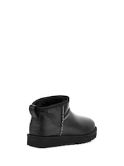 UGG Black Classic Ultra Mini Leather Boots - Image 4 of 6